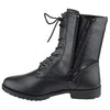 Womens Ankle Boots Lace Up Zipper Closure Motorcycle Riding Shoes Black