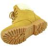 Kids Ankle Boots Fur Cuff Lace Up Faux Leather Hiking Shoes Camel