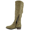 Womens Knee High Boots Back Zip Up Side Studded Casual Dress Shoes Taupe