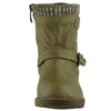 Kids Ankle Boots Knitted Cuff Buckle Accents Combat Shoes Beige