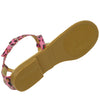 Womens Flat Sandals Metal Thong Leopard Print Ankle Buckle Pink