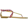 Womens Flat Sandals Metal Thong Leopard Print Ankle Buckle Pink