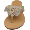 Womens Flat Sandals Studded Bow Accent Slip On Thong Sandal Beige