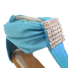 Womens Flat Sandals Tulle Ankle Wrap Zipper Closure Blue