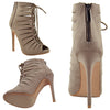 Womens Dress Shoes Cutout Ankle Booties Crisscrossed Lace Taupe