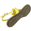 Womens Platform Sandals Gemstones T-Strap Lace Ribbon Ankle Strap Yellow