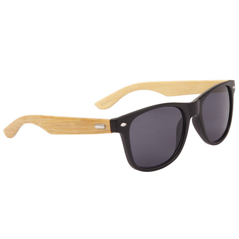 Unisex Classic Bamboo Wood Temples UV protection Wayfarer Sunglasses black