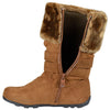 Kids Mid Calf Boots Fur Cuff Heart Buckle Accent Casual Comfort Shoes Tan