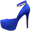 Womens Platform Shoes Sexy Glitter Scoop Vamp High Heel Dress Shoes Blue