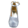 Womens Platform Shoes Sexy Glitter Scoop Vamp High Heel Dress Shoes Silver