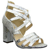 Womens Dress Sandals Snake Print Strappy Sexy High Heels Silver