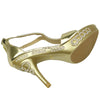 Womens Dress Sandals Embellished Wrap Around Strap High Heel Shoes Gold