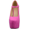 Womens Platform Shoes Ankle Strap Closed Toe Stiletto Pumps Pink
