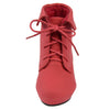 Kids Ankle Boots Lace Up Suede Casual Wedge Shoes Red