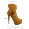 Womens Ankle Boots Sexy Double Platform Buckle High Heel Shoes Light Brown