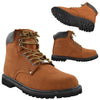 Mens Boots Oil Resistant Leather Work Hiking Padded Shoes Cognac