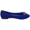 Womens Flat Shoes Studded Bow Accent Slip On Comfort Shoes Blue
