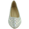 Womens Ballet Flats Rhinestone Glitter Slip On Casual Shoes Silver