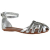 Womens Flat Sandals Layered Strappy Casual Shoes Silver