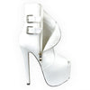 Womens Mid Calf Boots Reverse Buckle Accent Sexy High Heels White