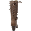 Kids Knee High Boots Corset Lace Up Back Buckle Strap Low Heel Shoes Taupe