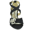 Kids Dress Sandals Glitter Rosette Embellishment High Heel Shoes Black