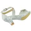 Kids Dress Sandals Glitter Rosette Embellishment High Heel Shoes Silver