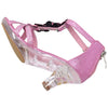 Kids Dress Sandals T-Strap Flower Glitter Rhinestone Clear High Heels Pink