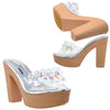 Womens Platform Sandals Jewel Crystal Accent Slip On High Heel Shoes Silver