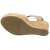 Womens Platform Sandals Cutout T-Strap Slingback Cork Wedges Taupe
