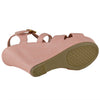 Womens Platform Sandals Strappy Buckle Accent Platform Wedge Shoes Coral