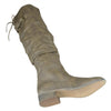 Womens Knee High Boots Back Lace Up Over The Knee Riding Shoes Taupe