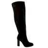 Womens Knee High Boots Faux Suede High Heel Zip Close Shoes black