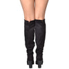 Womens Knee High Boots Faux Suede High Heel Zip Close Shoes black