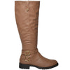 Womens Knee High Boots w/ Gold Buckle Accent Camel
