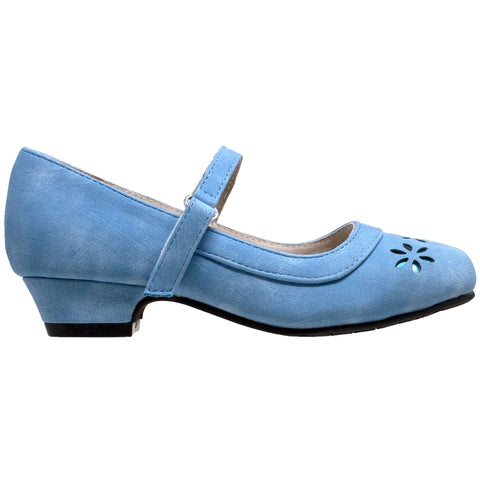 Kids Dress Shoes Mary Jane Ankle Strap Closed Toe Pumps Blue