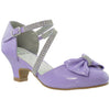 Kids Dress Shoes Rhinestone Bow Accent Kitten Heel Sandals Purple