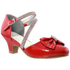 Kids Dress Shoes Rhinestone Bow Accent Kitten Heel Sandals Red