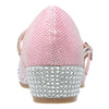 Kids Dress Shoes Glitter Rhinestone Low Heel Mary Jane Pumps Pink