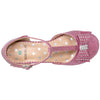 Kids Dress Shoes T-Strap Bow Accent Glitter Rhinestone Mary Jane Pumps Magenta