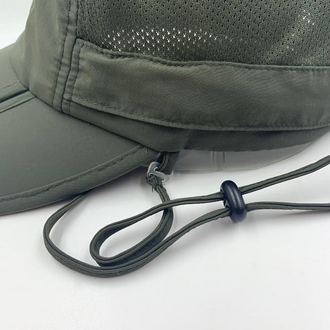 Men's Outdoor Snap Hats Fishing Hiking Boonie Hunting Brim Ear Neck Cover Sun Flap Cap Dark Grey SOBEYO