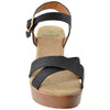 Womens Platform Sandals Open Toe Crisscross Strap Chunky Block Heel Shoes Black