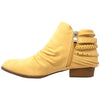 Womens Ankle Boots Western Block Heel Bootie Strappy Stud Buckle Shoes Yellow