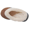 SOBEYO Women's Fuzzy Flat Slippers Two-Tone Fur-Collar Clogs Brown