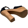 SOBEYO Women's Platform Sandals Chunky Heels Ankle Strap Black Nubuck