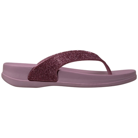 SOBEYO Womens' Flat Platform Sandals Light-Weight Flip Flop Thong Pink Glitter