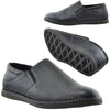 Mens Casual Shoes Slip On Loofers Double Goring Flat Heel black