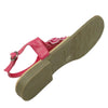 Womens Flat Sandals T-Strap Rosette Ankle Strap Pink