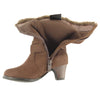 Kids Mid Calf Boots Suede Fur Cuff Ankle Wrap Buckle Brown