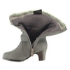 Kids Mid Calf Boots Suede Fur Cuff Ankle Wrap Buckle Gray